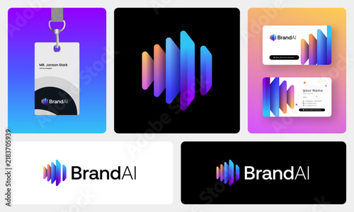 Modern Futuristic SaaS Technology Logo Design Featuring Colorful Gradient Symbols and Digital Innovation  Brand Identity.