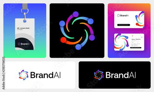 Modern Futuristic SaaS Technology Logo Design Featuring Colorful Gradient Symbols and Digital Innovation  Brand Identity.