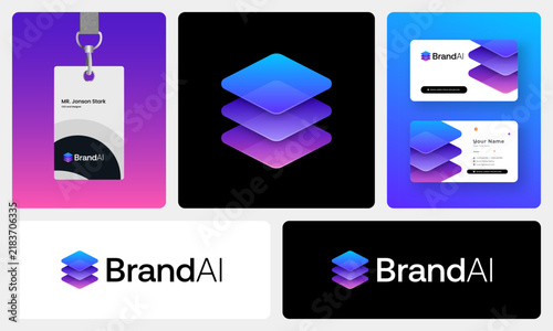 Modern Futuristic SaaS Technology Logo Design Featuring Colorful Gradient Symbols and Digital Innovation  Brand Identity.