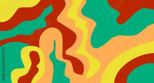 Groovy Psychedelic Background with Abstract Wavy Shapes and Retro Inspired Decorative Vector Illustration
