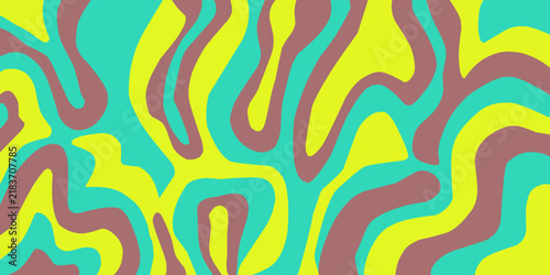 Groovy Psychedelic Background with Abstract Wavy Shapes and Retro Inspired Decorative Vector Illustration