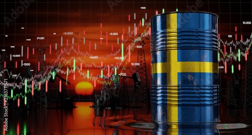 Sweden - oil barrel price concept - 3D illustration