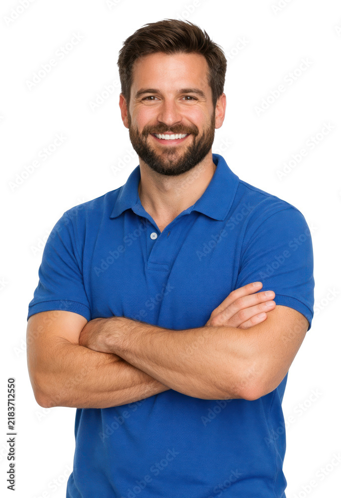Obraz premium PNG Smiling man in blue shirt