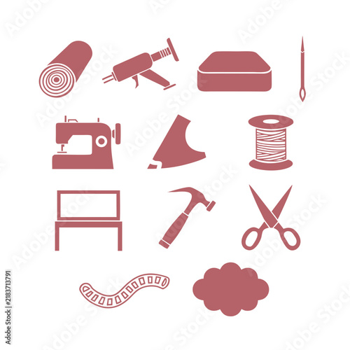 Obraz na płótnie Upholsterer Line Icon Set