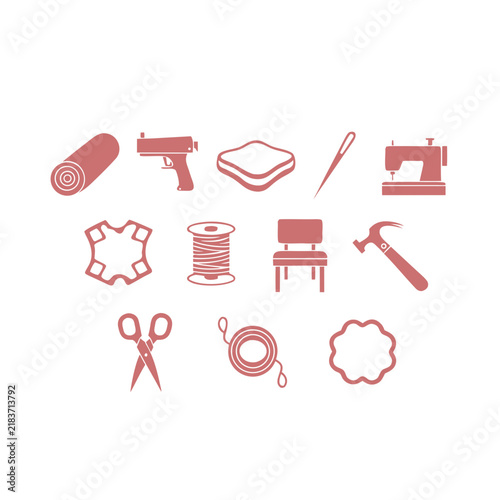 Obraz na płótnie Upholsterer Line Icon Set