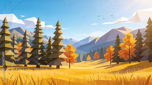Autumn mountain forest scenery