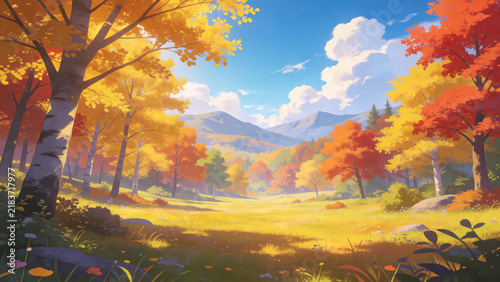 Beautiful autumn forest scenery