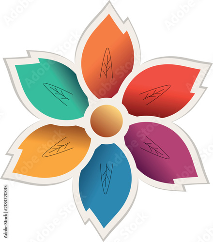autumn colored leaves, flower-shaped leaves, bright bud