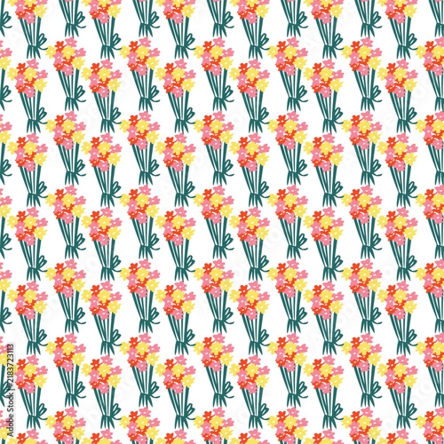 Seamless Floral Bouquet Pattern With Hand-Drawn Colorful Spring Flowers For Fabric And Wallpaper