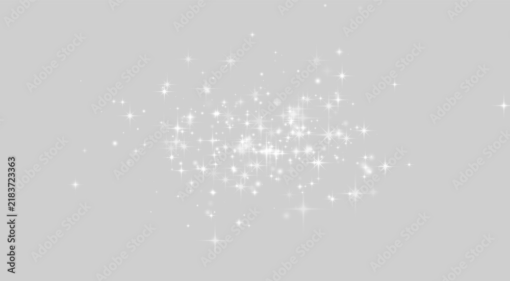 Fototapeta premium A cluster of sharp white stars shining against a black background. The stars vary in size and intensity with soft glows and bright flares. This sparkling star pattern adds a magical or.