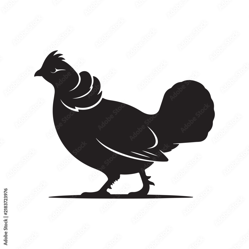 Obraz premium Ruffed grouse silhouette vector flat illustration design.Adobe Illustrator Artwork