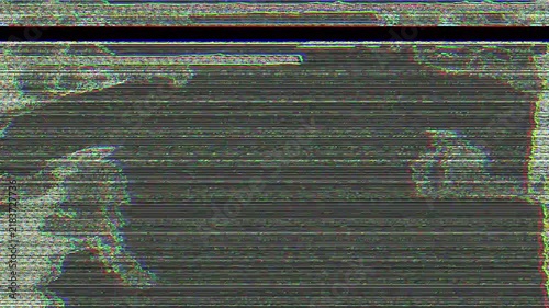 Television static and noise with distortions and glitch effects animation