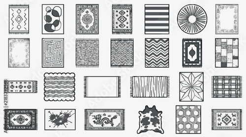 Elegant Geometric and Ethnic Rug Pattern Design Collection for Interior Decor