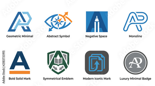 Professional business logo set with letter A and navigation.