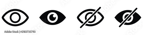 View icon featuring open and closed eye symbols for content visibility, privacy control, hidden information, display settings and interface vector, design