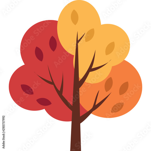 Autumn tree flat vector icon