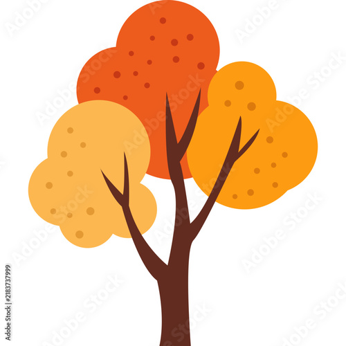 Stylized Autumn Tree Flat Illustration