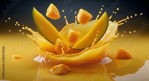 Exploding mango a burst of tropical flavor and vibrant orange hues