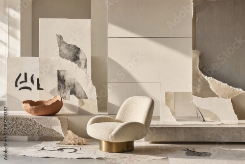 Quiet Luxury Modern Minimalist Interior Mixed Media Collage