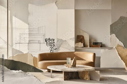 Quiet Luxury Modern Minimalist Interior Mixed Media Collage