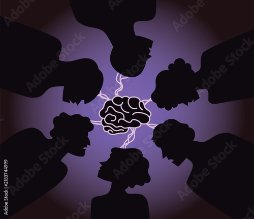 people connected to a brain representing the collective unconscious