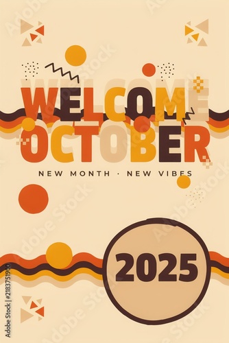 Welcome october 2025 with memphis style new month new vibes