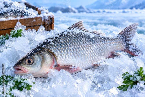 Fototapeta fresh fish on ice