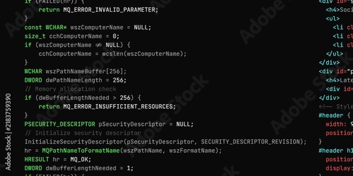 Computer Code Scrolling with Multi Color Syntax and Red Error Highlights for Hacking Video Background