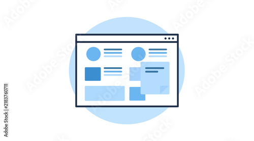 Browser window interface with layout sections icon.