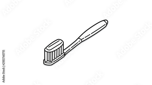 Isometric toothbrush line art for daily dental hygiene.