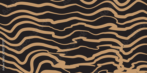 Abstract Wavy Topographic Lines Background in Beige and Black