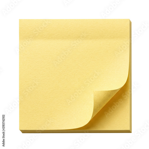 Фотография Yellow sticky note pad with curled corner mockup