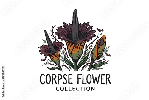 Halloween Corpse Flower Vector Set Spooky Hand Drawn Floral Icons