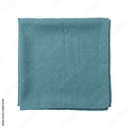 Konstfotografi Folded teal linen cloth napkin on transparent background
