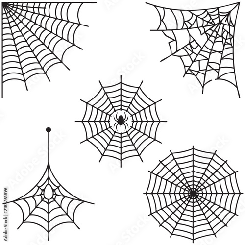 Halloween Spider Web Icon Set With Cobwebs For Spooky Decoration Horror Theme And Seasonal Graphic Design