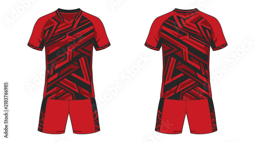 Red Abstract Pattern Sportswear Set