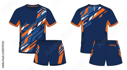 Sportswear Set: T-shirt and Shorts with Abstract Design