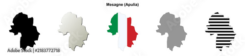 Konstfotografi Mesagne (Apulia) outline map set