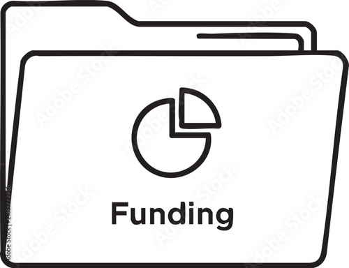 Folder icon with pie chart and funding label business document