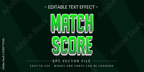match score green sports 3d text effect vector