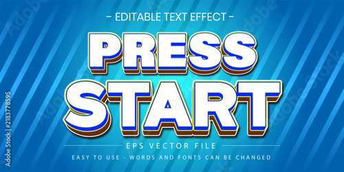 press start arcade gaming 3d text effect vector