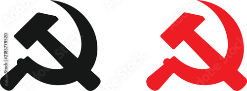 Foto Hammer and Sickle Symbol Icons in Black and Red Vector Style