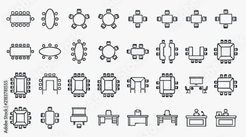 Diverse Office and Meeting Room Table Layouts for Efficient Workspace Planning