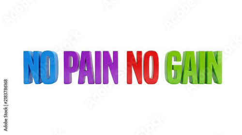 Bold motivational text saying no pain no gain