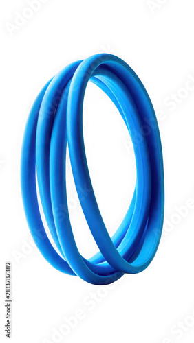 Blue rubber band loops isolated