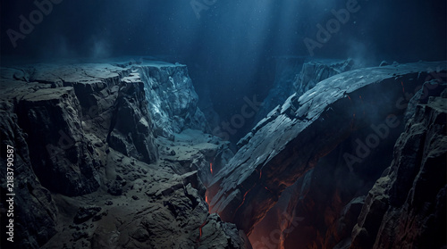 Ocean Trench at a Tectonic Subduction Boundary