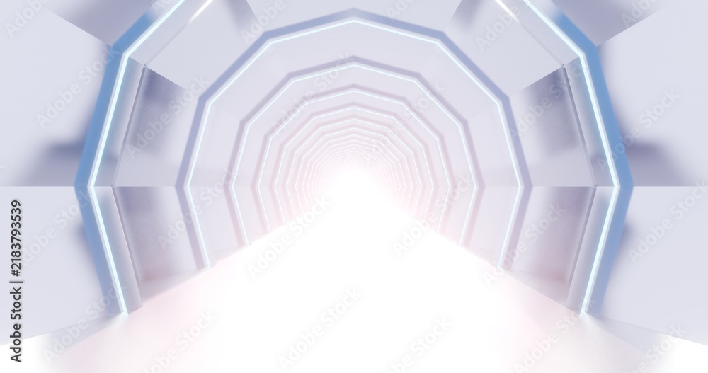 Fototapeta premium Abstract architecture background motion in geometric sci fi tunnel 3d render