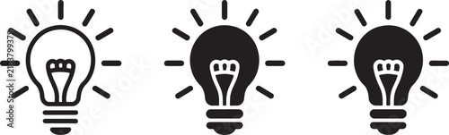 Foto Lightbulbs Set with Radiating Lines, Representing Ideas and Innovation