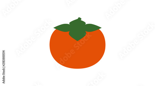 Foto Persimmon fruit with green calyx is depicted in a flat vector style