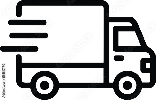 Delivery truck with speed lines. Delivery truck icon with motion lines for logistics and shipping apps